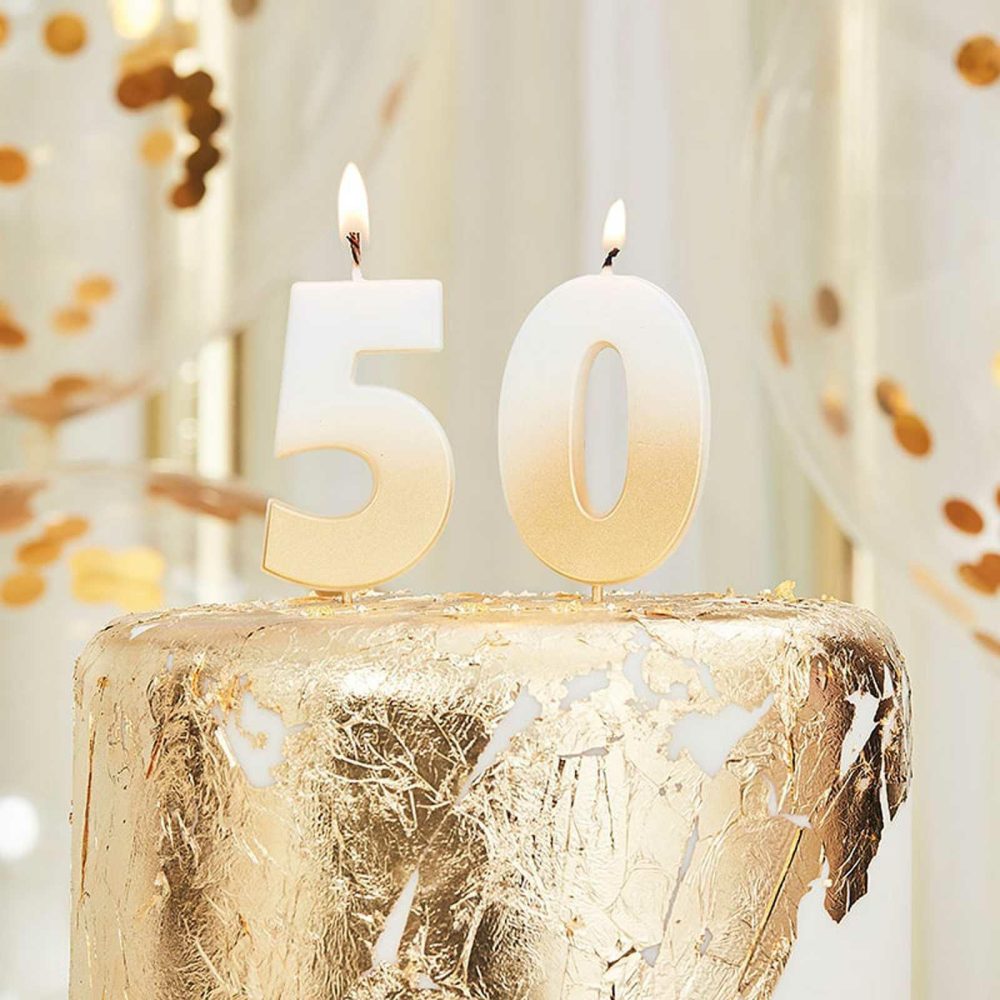 Cake Candles |   50Th Gold Ombre Birthday Cake Candle Cake Candles Cake Candles