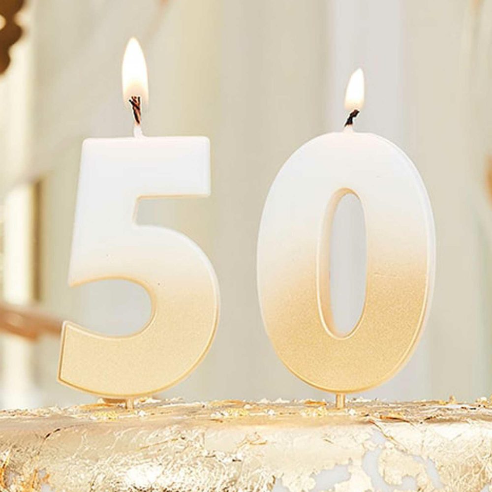 Cake Candles |   50Th Gold Ombre Birthday Cake Candle Cake Candles Cake Candles