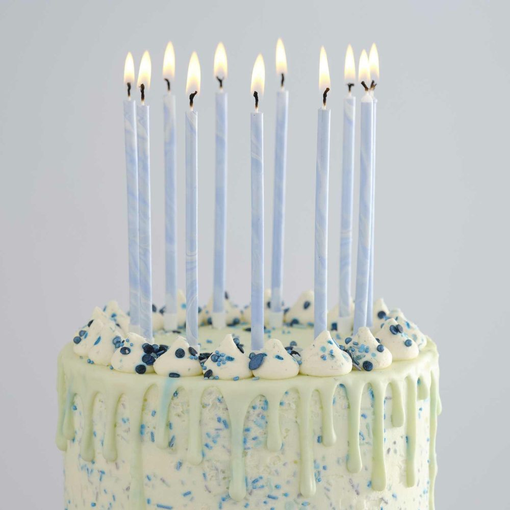 Cake Candles |   Blue Tall Marble Birthday Cake Candles Cake Candles Cake Candles