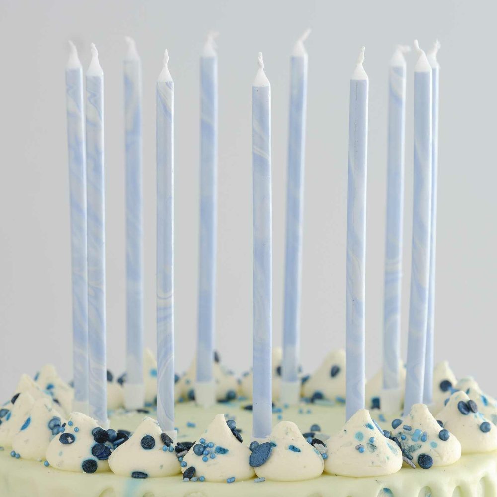 Cake Candles |   Blue Tall Marble Birthday Cake Candles Cake Candles Cake Candles