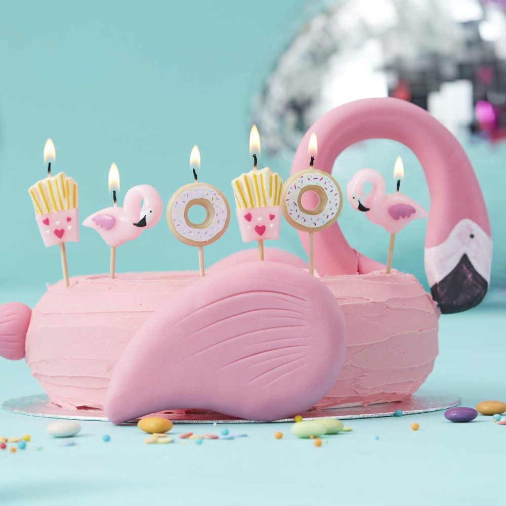 Cake Candles |   Fries Donut And Flamingo Shaped Candles Kit Cake Candles Cake Candles