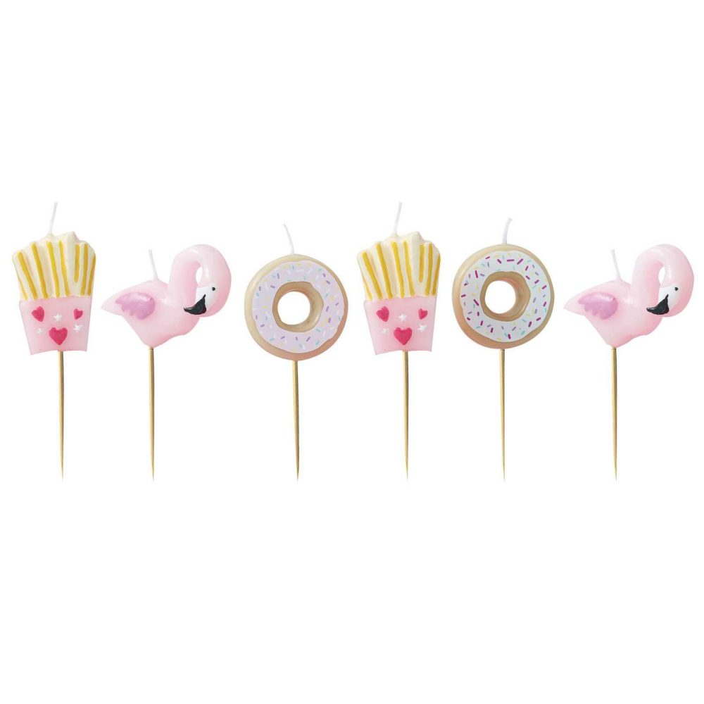 Cake Candles |   Fries Donut And Flamingo Shaped Candles Kit Cake Candles Cake Candles