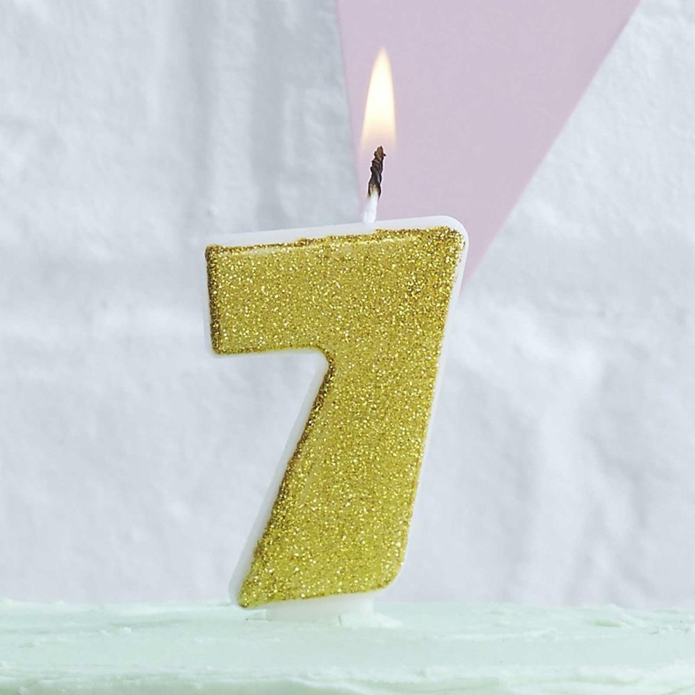 Cake Candles |   Gold Glitter 7 Number Candle – Pick And Mix Cake Candles Cake Candles