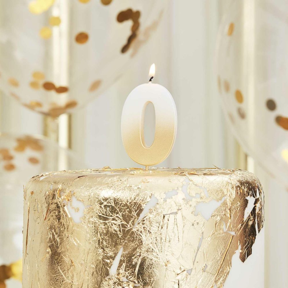 Cake Candles |   Gold Ombre 0 Number Birthday Candle Cake Candles Cake Candles