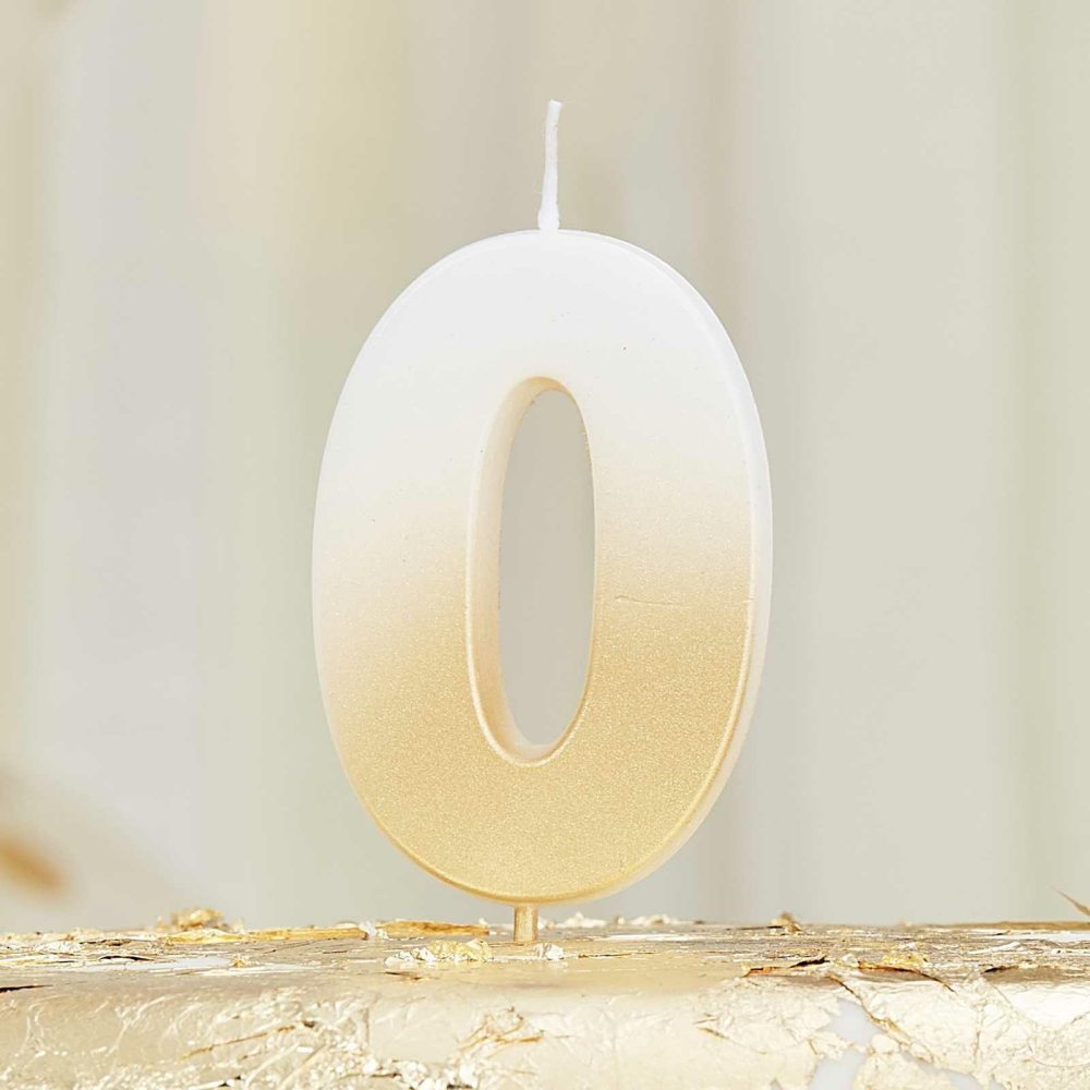 Cake Candles |   Gold Ombre 0 Number Birthday Candle Cake Candles Cake Candles