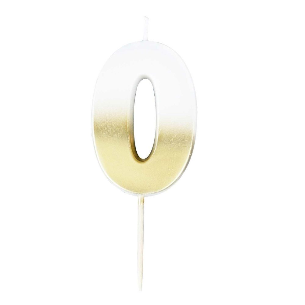 Cake Candles |   Gold Ombre 0 Number Birthday Candle Cake Candles Cake Candles