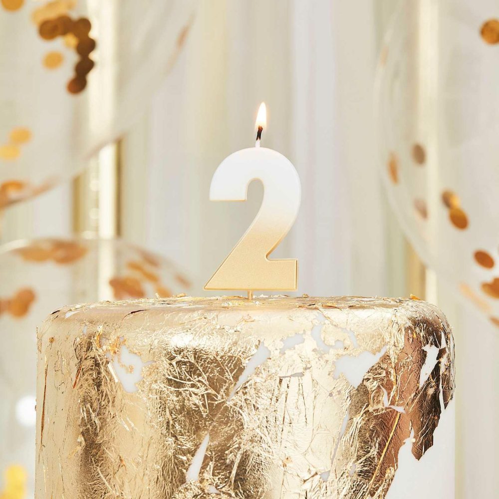 Cake Candles |   Gold Ombre 2 Number Birthday Candle Cake Candles Cake Candles