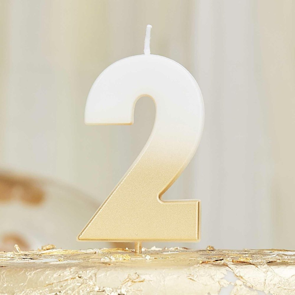 Cake Candles |   Gold Ombre 2 Number Birthday Candle Cake Candles Cake Candles