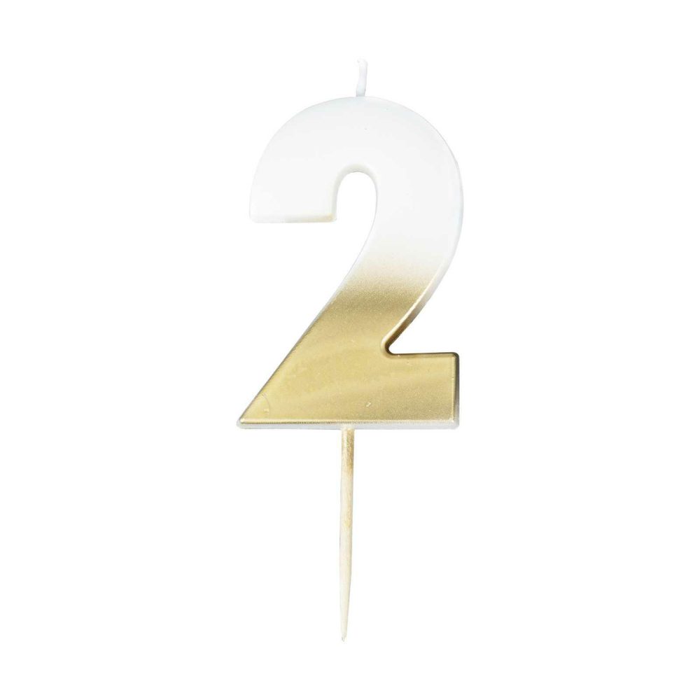 Cake Candles |   Gold Ombre 2 Number Birthday Candle Cake Candles Cake Candles