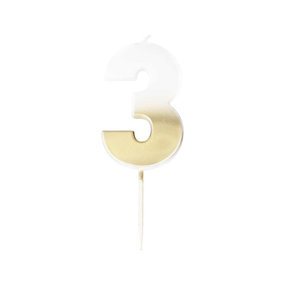 Cake Candles |   Gold Ombre 3 Number Birthday Candle Cake Candles Cake Candles