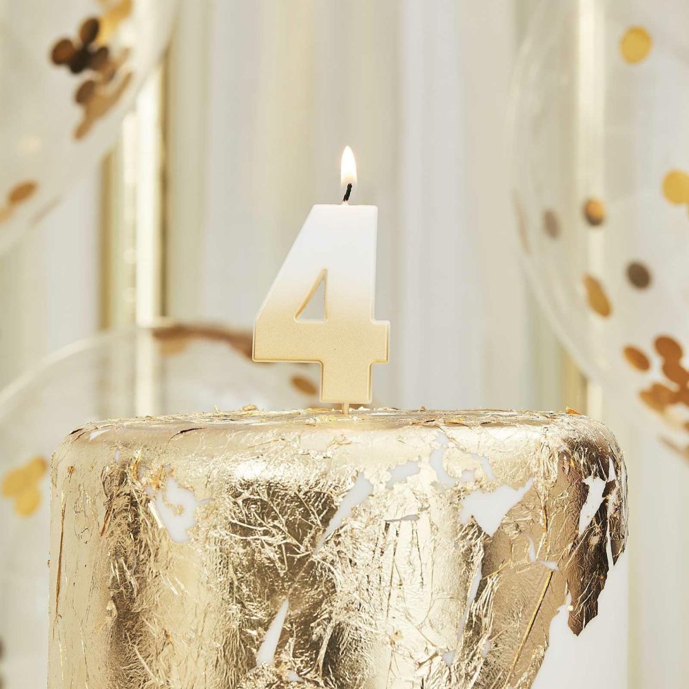 Cake Candles |   Gold Ombre 4 Number Birthday Candle Cake Candles Cake Candles