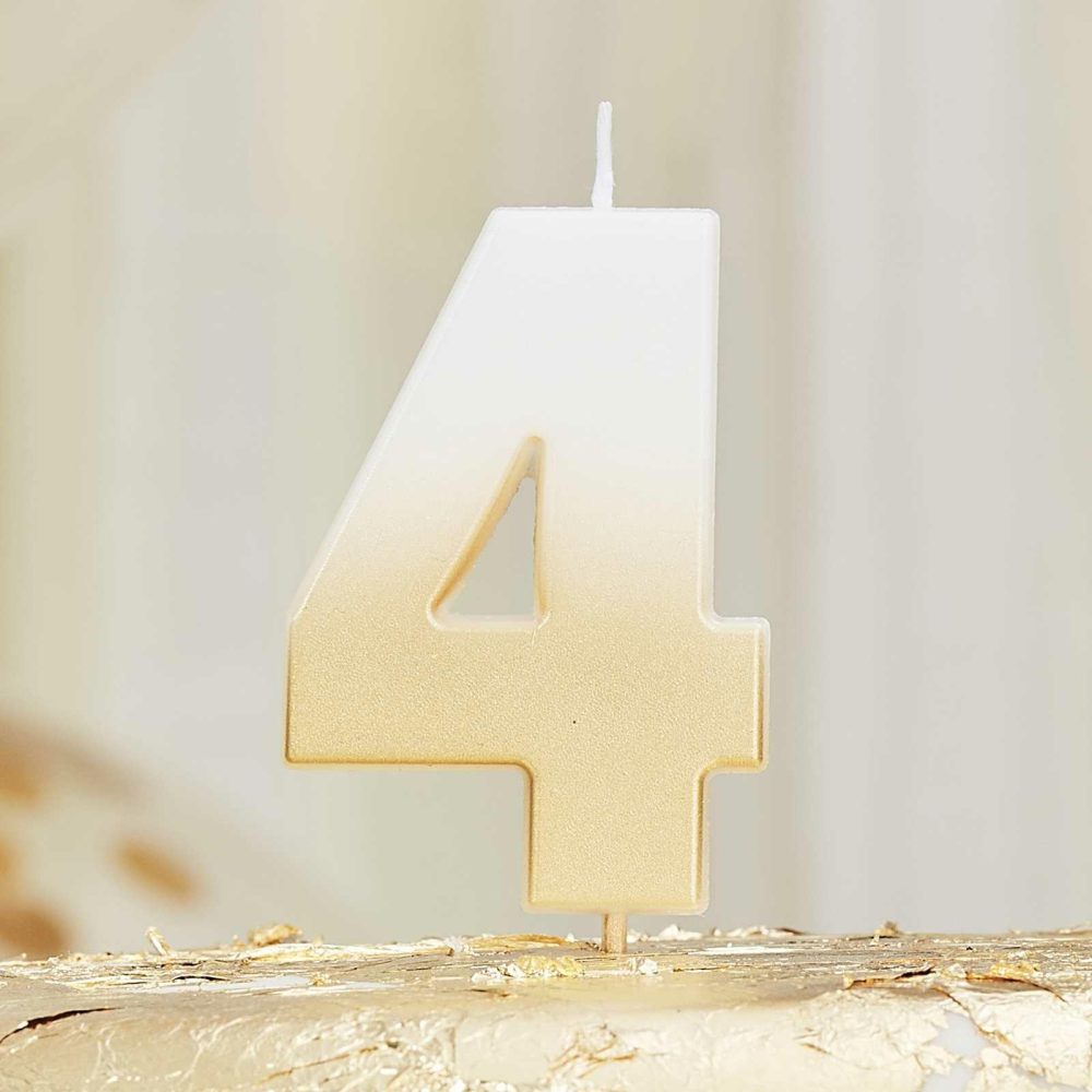 Cake Candles |   Gold Ombre 4 Number Birthday Candle Cake Candles Cake Candles