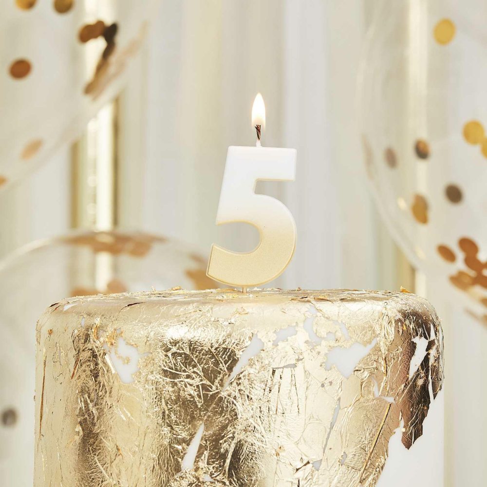 Cake Candles |   Gold Ombre 5 Number Birthday Candle Cake Candles Cake Candles