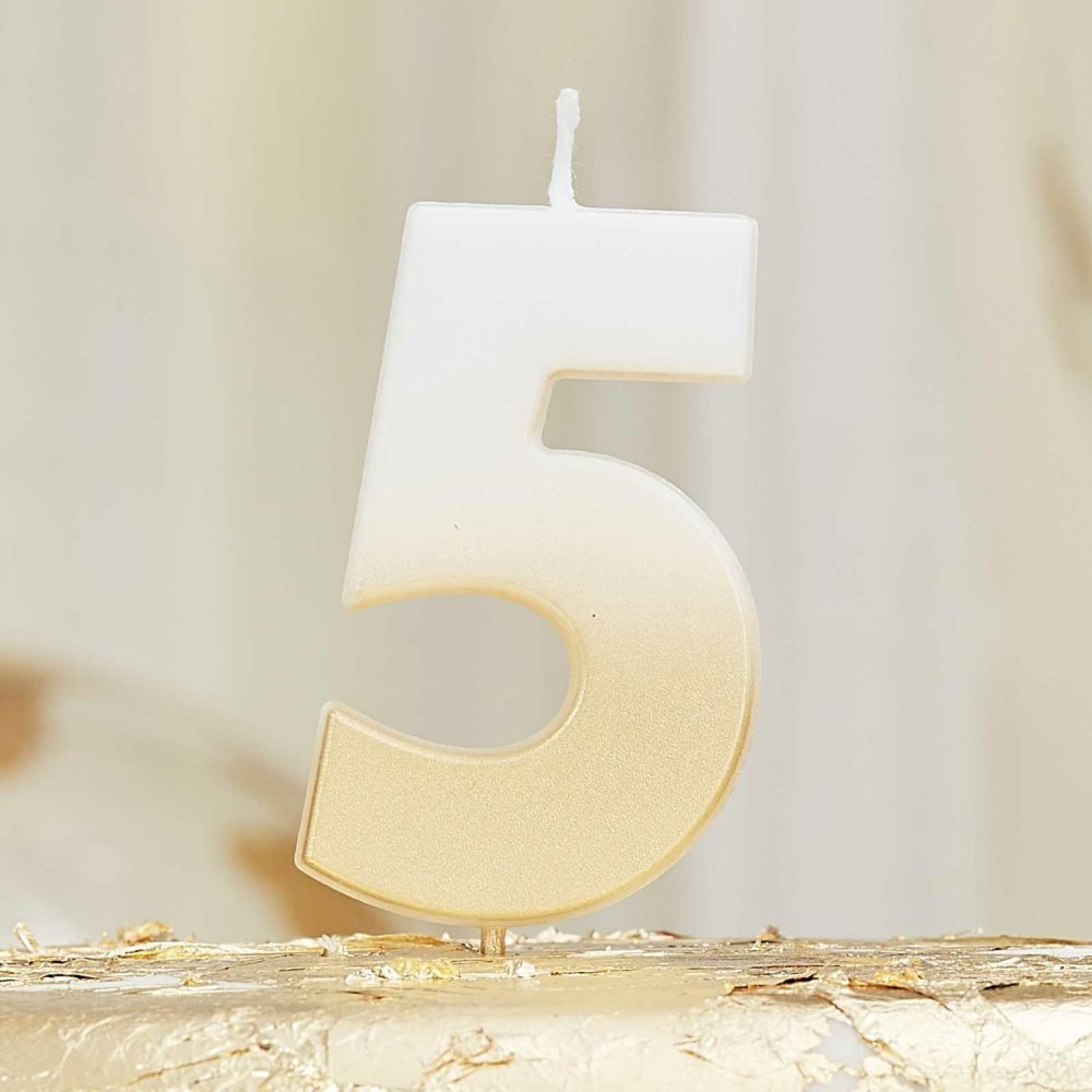 Cake Candles |   Gold Ombre 5 Number Birthday Candle Cake Candles Cake Candles