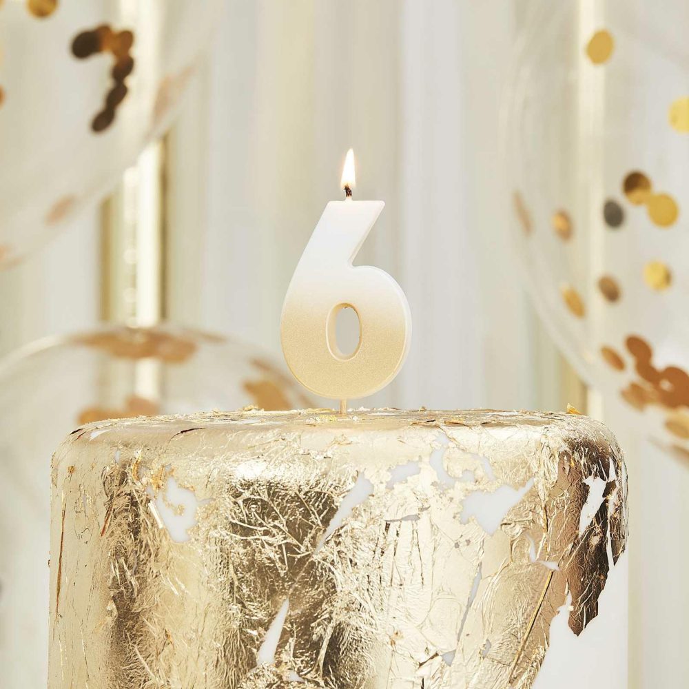 Cake Candles |   Gold Ombre 6 Number Birthday Candle Cake Candles Cake Candles