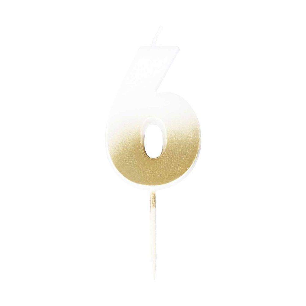 Cake Candles |   Gold Ombre 6 Number Birthday Candle Cake Candles Cake Candles