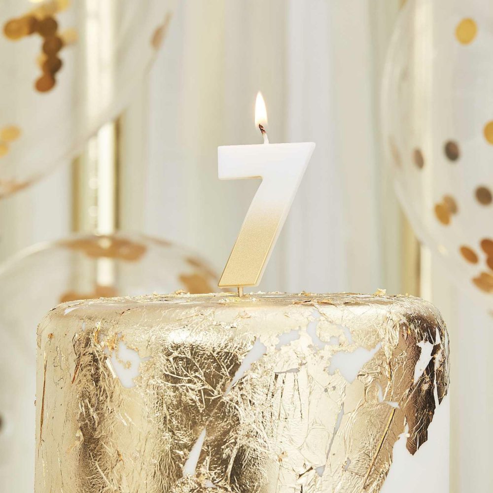 Cake Candles |   Gold Ombre 7 Number Birthday Candle Cake Candles Cake Candles