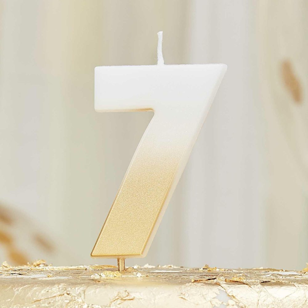 Cake Candles |   Gold Ombre 7 Number Birthday Candle Cake Candles Cake Candles