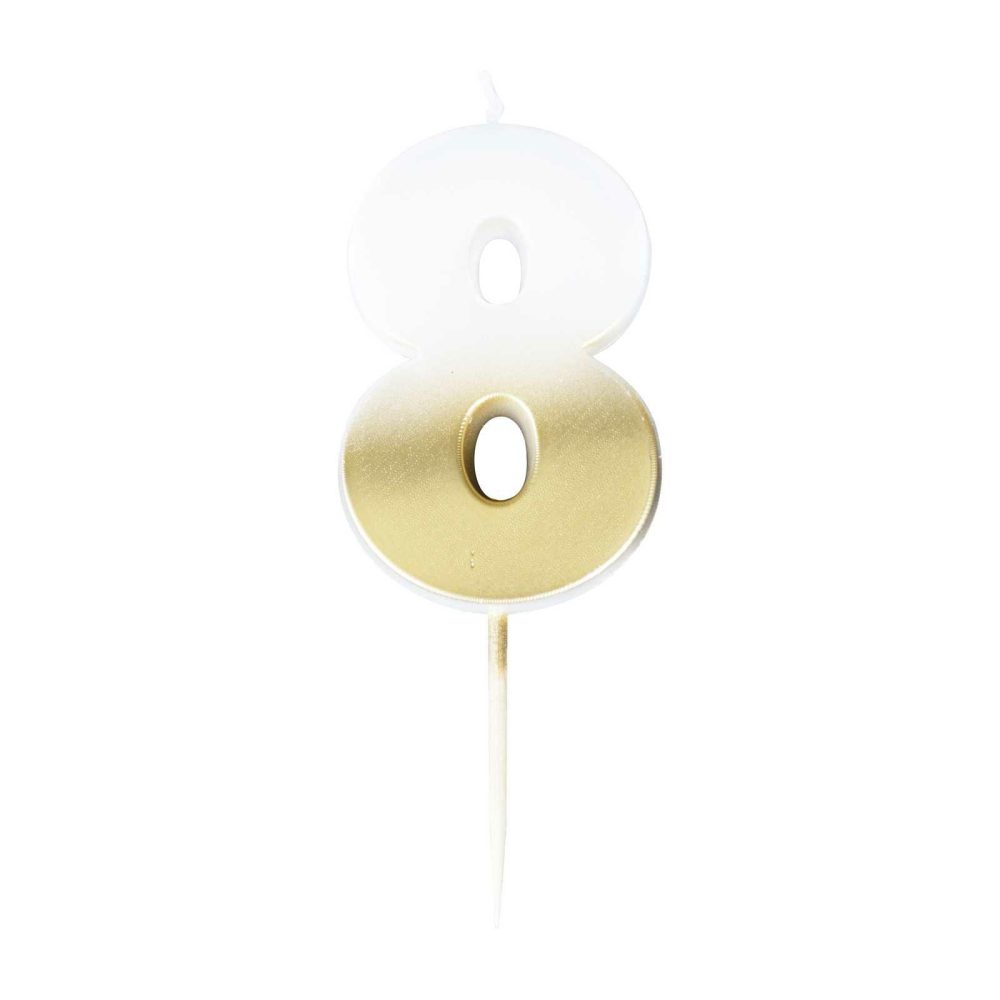 Cake Candles |   Gold Ombre 8 Number Birthday Candle Cake Candles Cake Candles