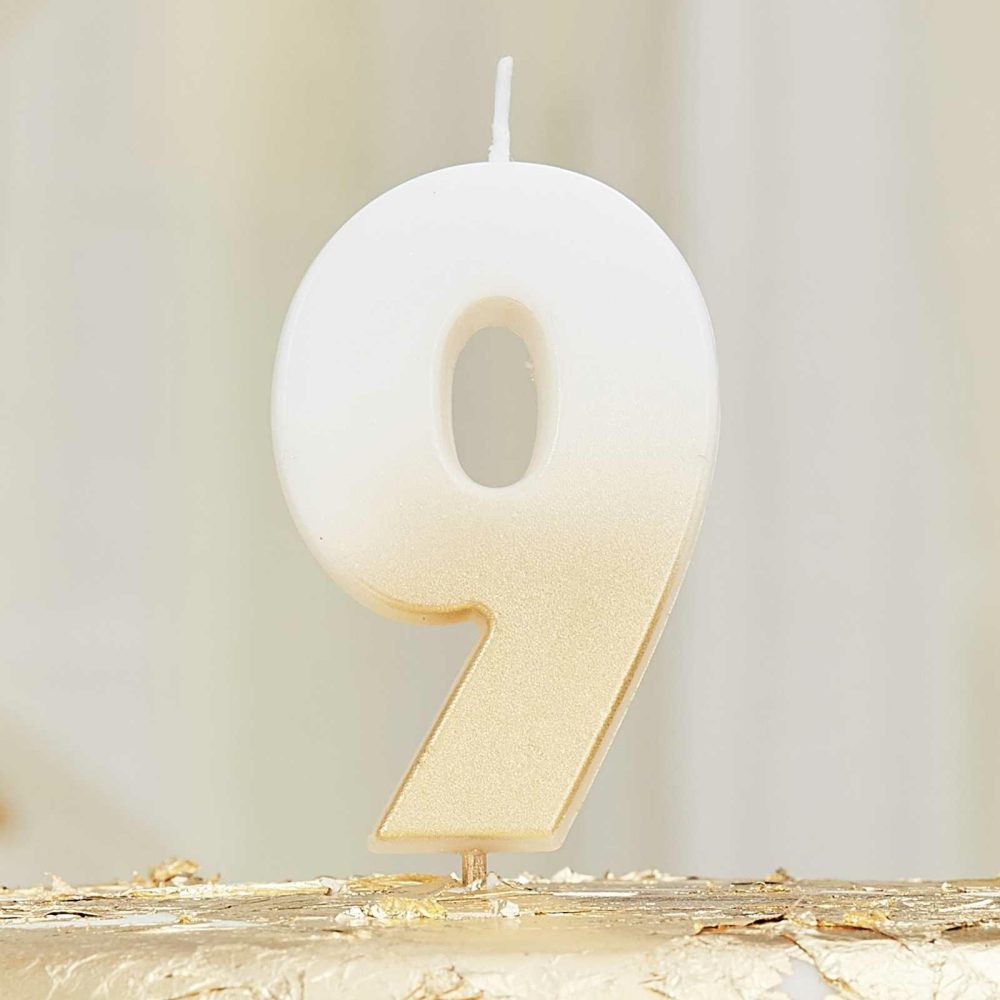 Cake Candles |   Gold Ombre 9 Number Birthday Candle Cake Candles Cake Candles