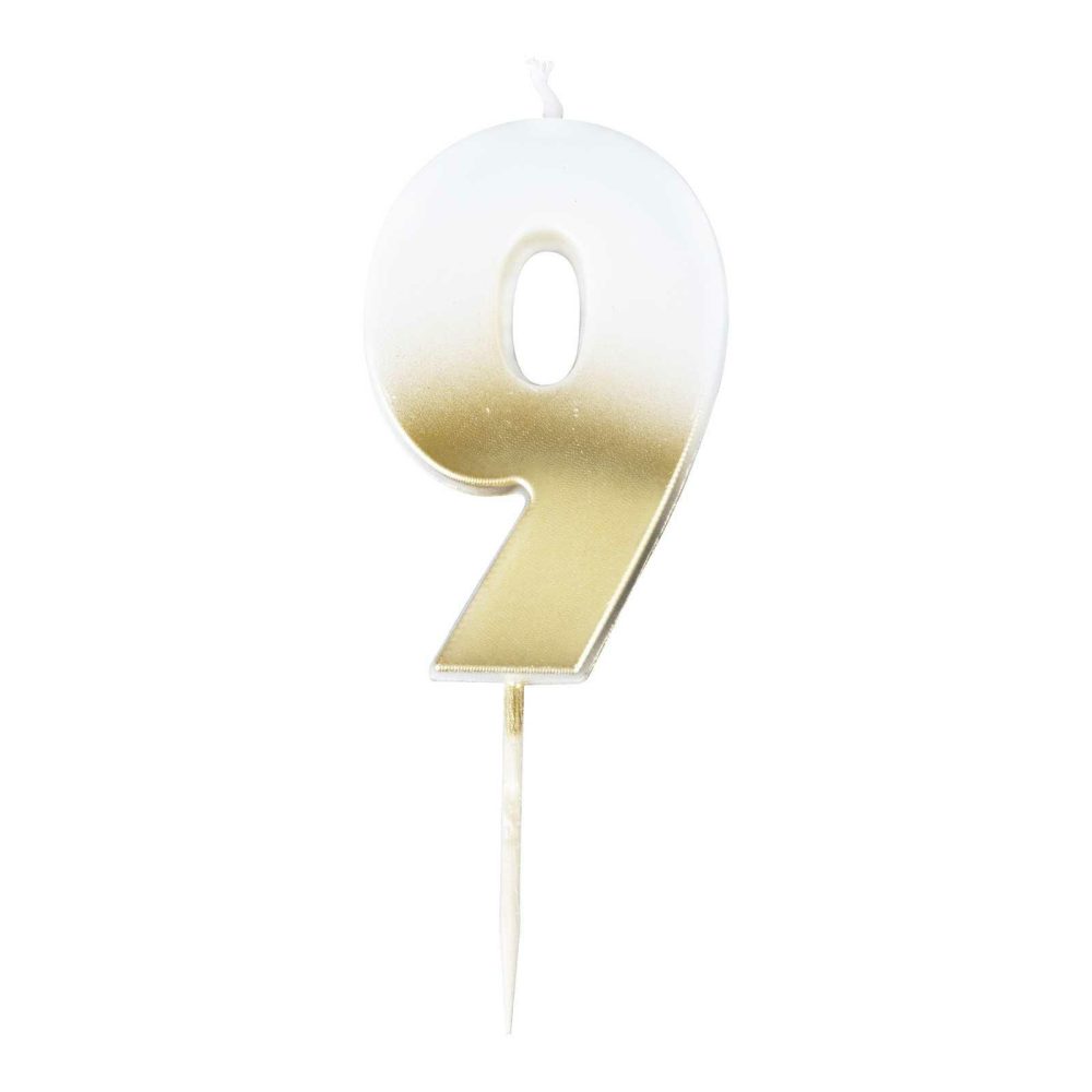 Cake Candles |   Gold Ombre 9 Number Birthday Candle Cake Candles Cake Candles