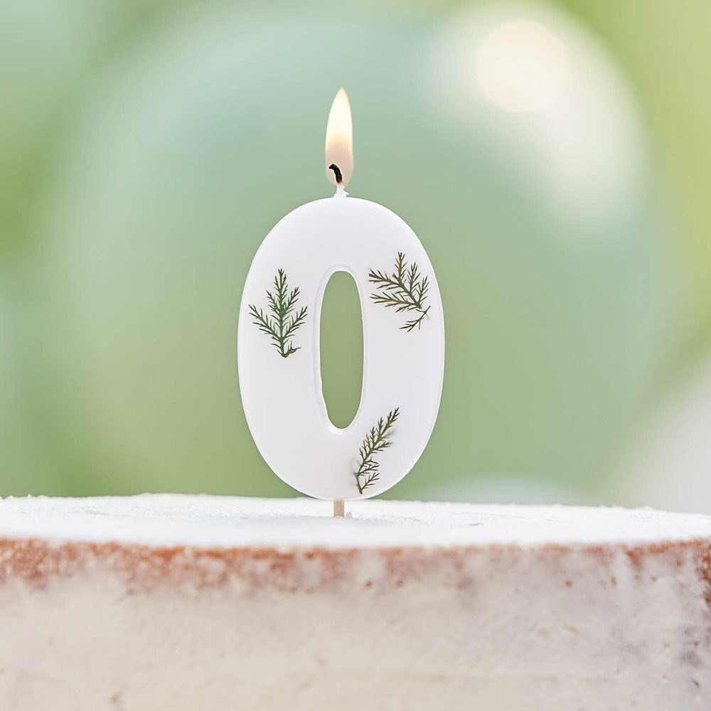 Cake Candles |   Leaf Foliage Number 0 Birthday Candle Cake Candles Cake Candles