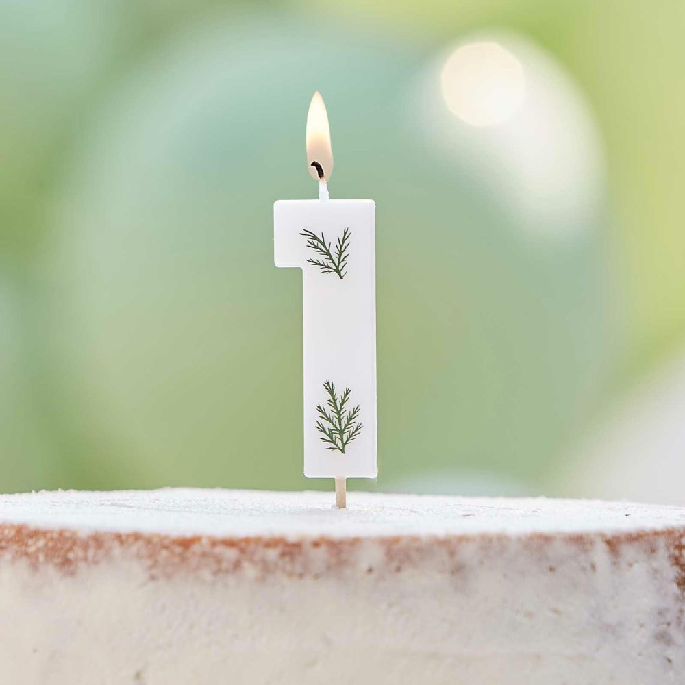 Cake Candles |   Leaf Foliage Number 1 Birthday Candle Cake Candles Cake Candles