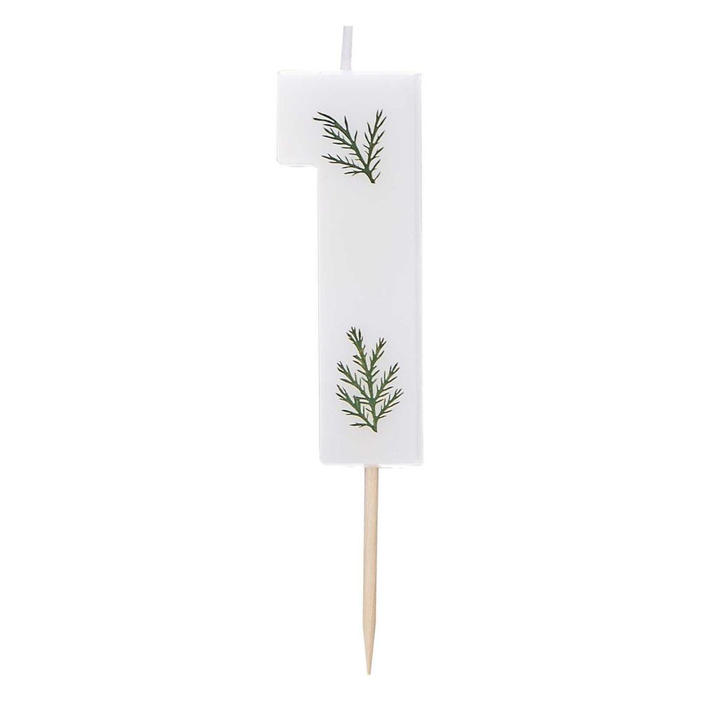 Cake Candles |   Leaf Foliage Number 1 Birthday Candle Cake Candles Cake Candles