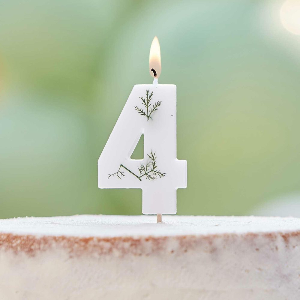 Cake Candles |   Leaf Foliage Number 4 Birthday Candle Cake Candles Cake Candles