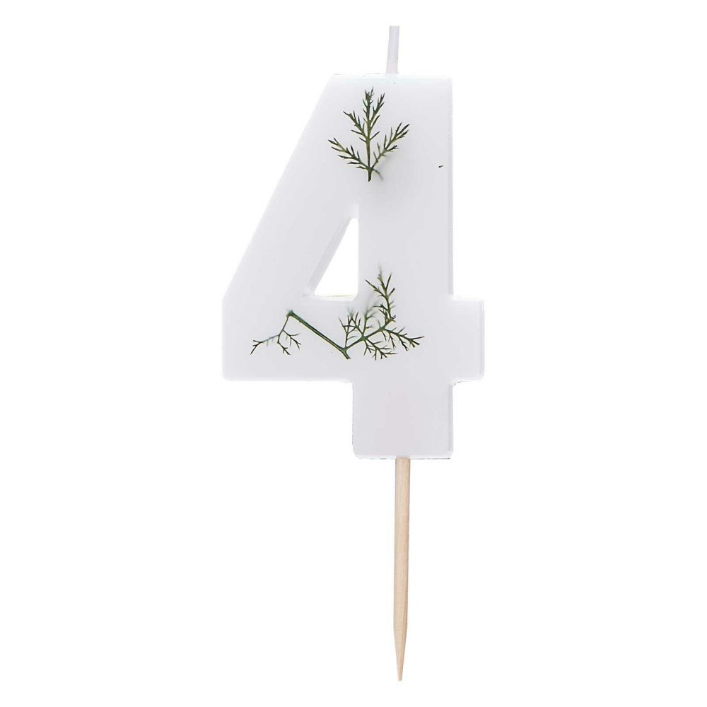 Cake Candles |   Leaf Foliage Number 4 Birthday Candle Cake Candles Cake Candles