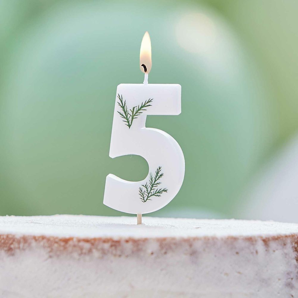 Cake Candles |   Leaf Foliage Number 5 Birthday Candle Cake Candles Cake Candles