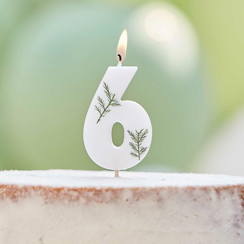 Cake Candles |   Leaf Foliage Number 6 Birthday Candle Cake Candles Cake Candles