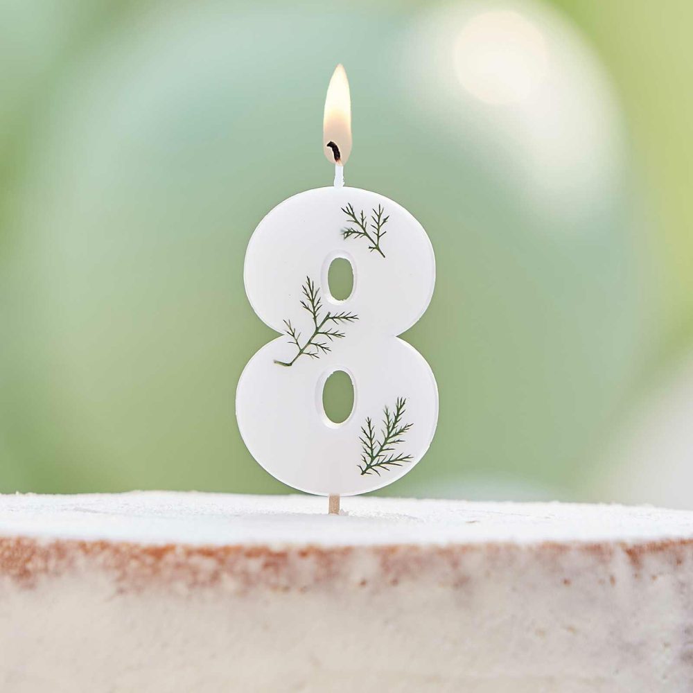 Cake Candles |   Leaf Foliage Number 8 Birthday Candle Cake Candles Cake Candles