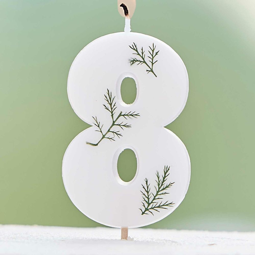 Cake Candles |   Leaf Foliage Number 8 Birthday Candle Cake Candles Cake Candles