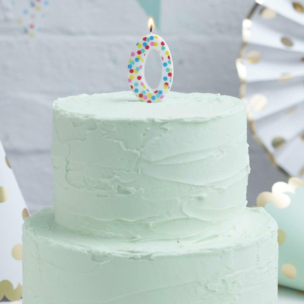 Cake Candles |   Polka Dot Candle Number 0 – Pick And Mix Cake Candles Cake Candles