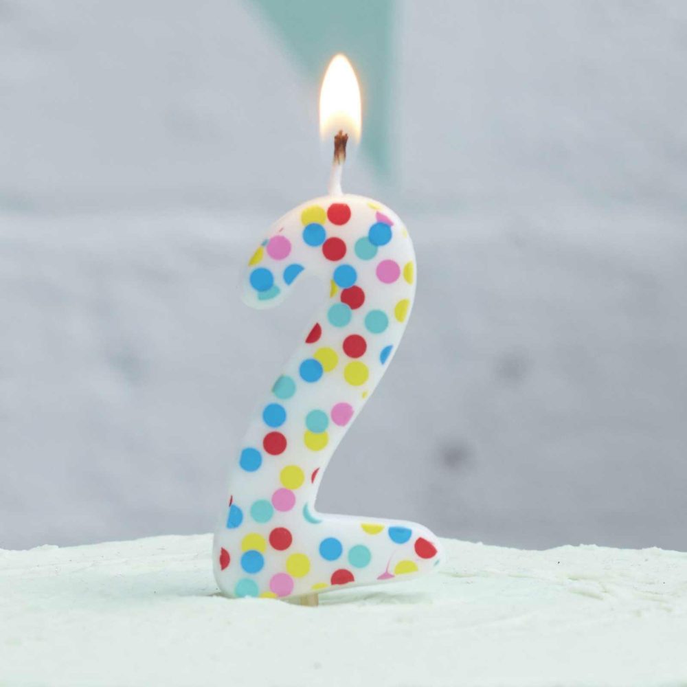 Cake Candles |   Polka Dot Candle Number 2 – Pick And Mix Cake Candles Cake Candles