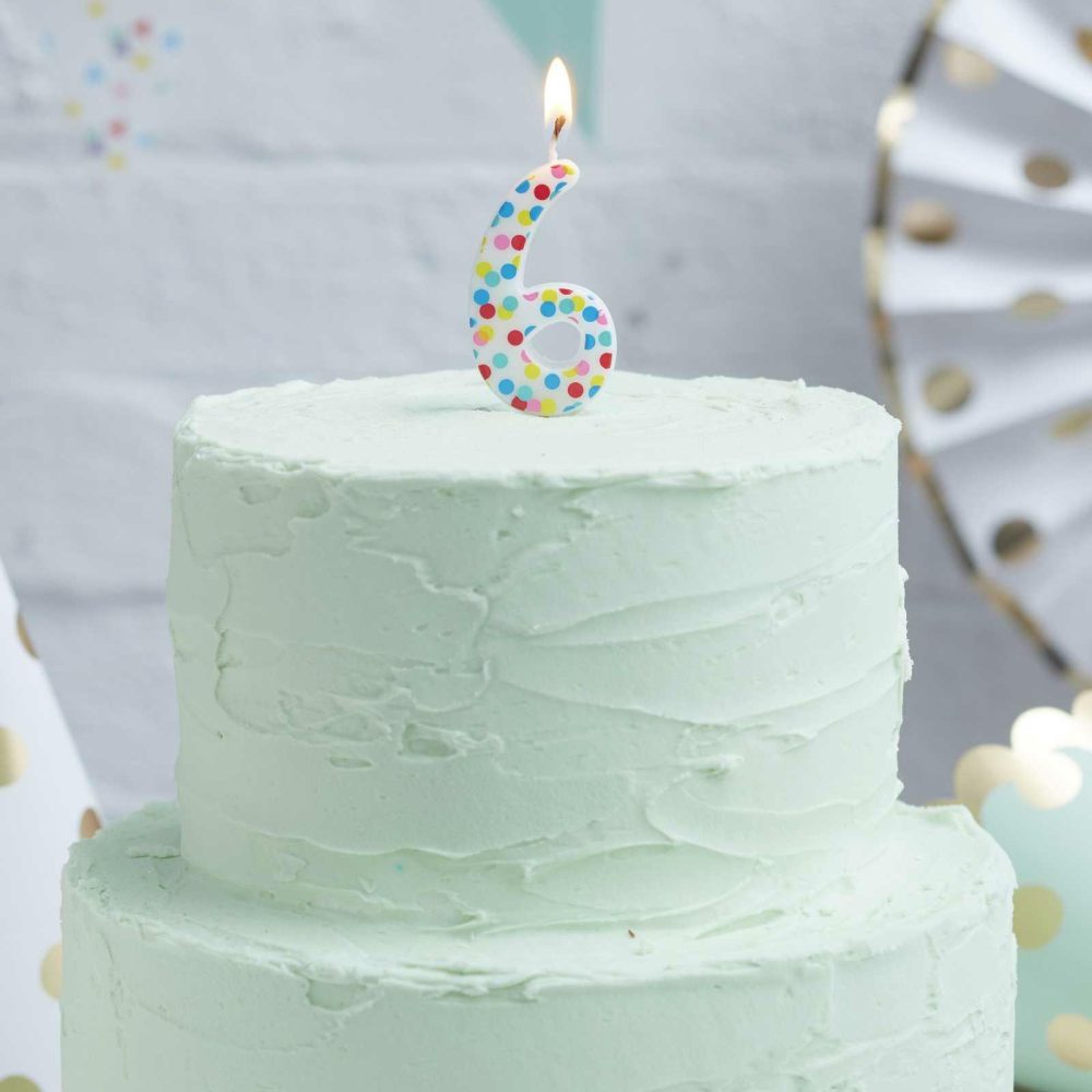 Cake Candles |   Polka Dot Candle Number 6 – Pick And Mix Cake Candles Cake Candles