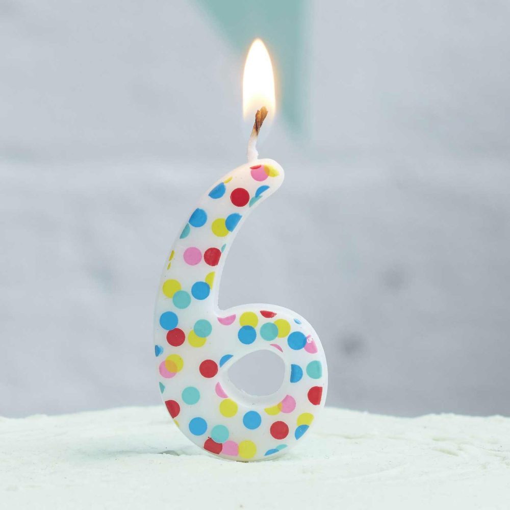 Cake Candles |   Polka Dot Candle Number 6 – Pick And Mix Cake Candles Cake Candles