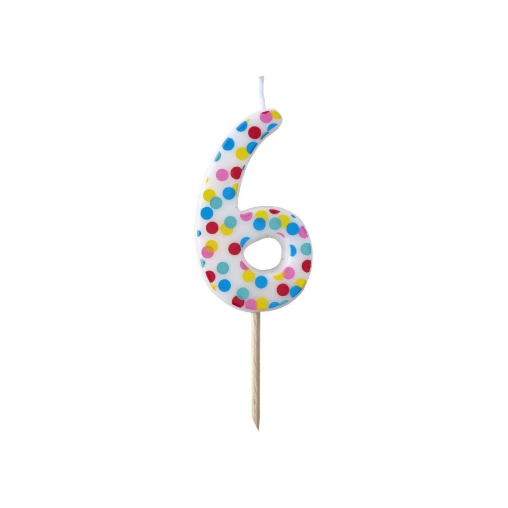 Cake Candles |   Polka Dot Candle Number 6 – Pick And Mix Cake Candles Cake Candles