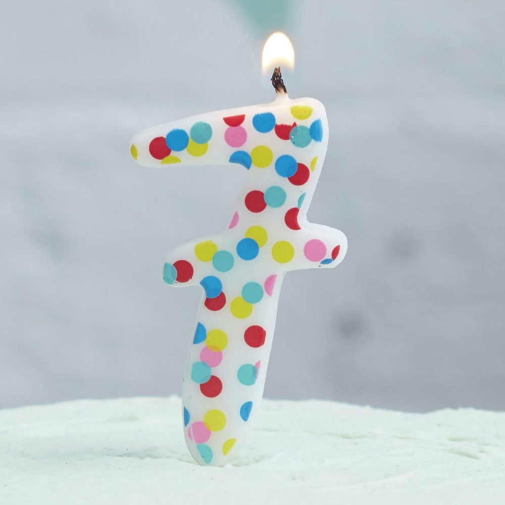 Cake Candles |   Polka Dot Candle Number 7 – Pick And Mix Cake Candles Cake Candles