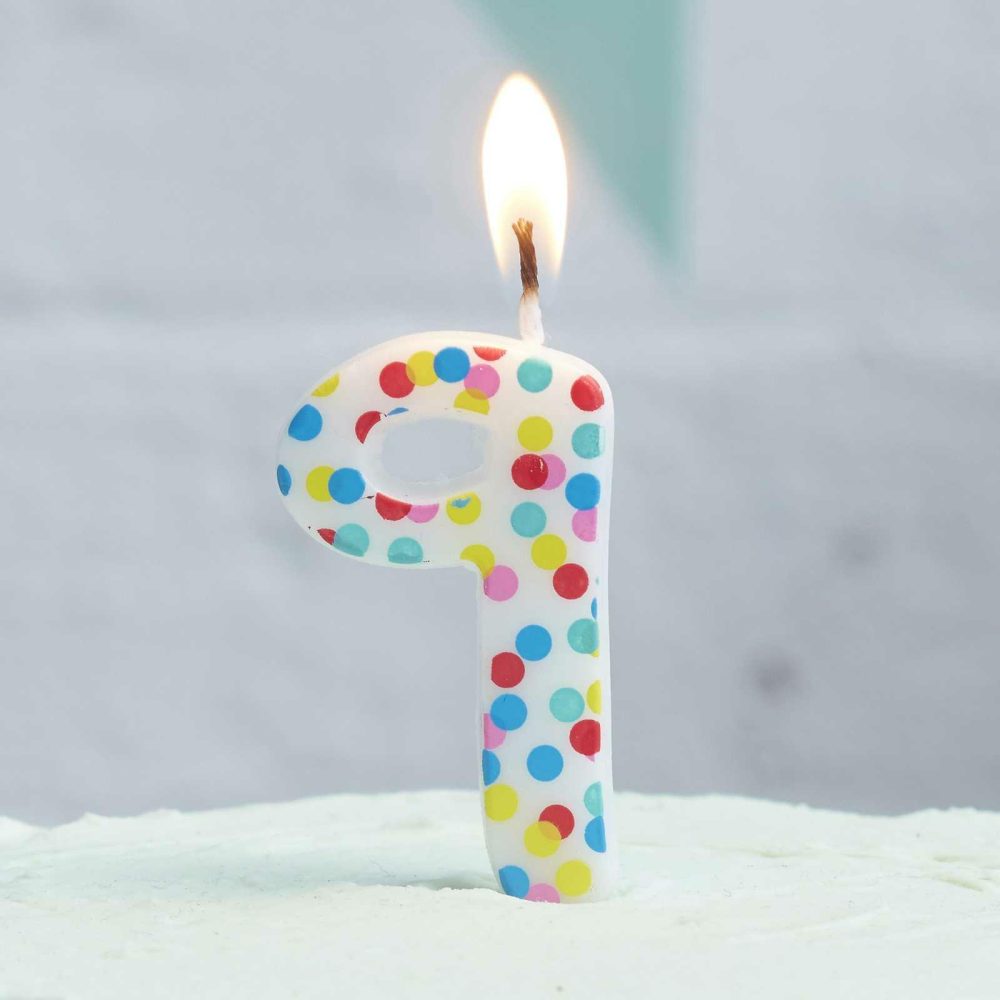 Cake Candles |   Polka Dot Candle Number 9 – Pick And Mix Cake Candles Cake Candles