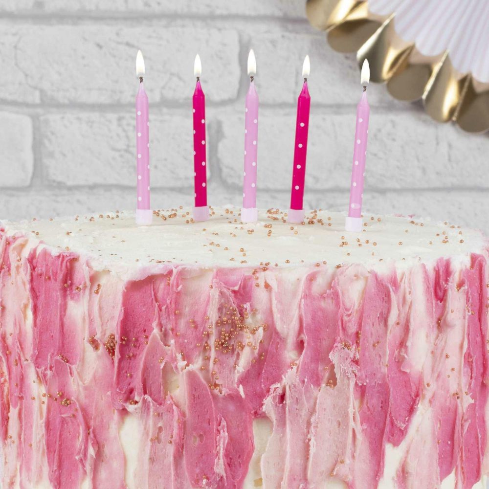 Cake Candles |   Polka Dot Pink Candles Cake Candles Cake Candles