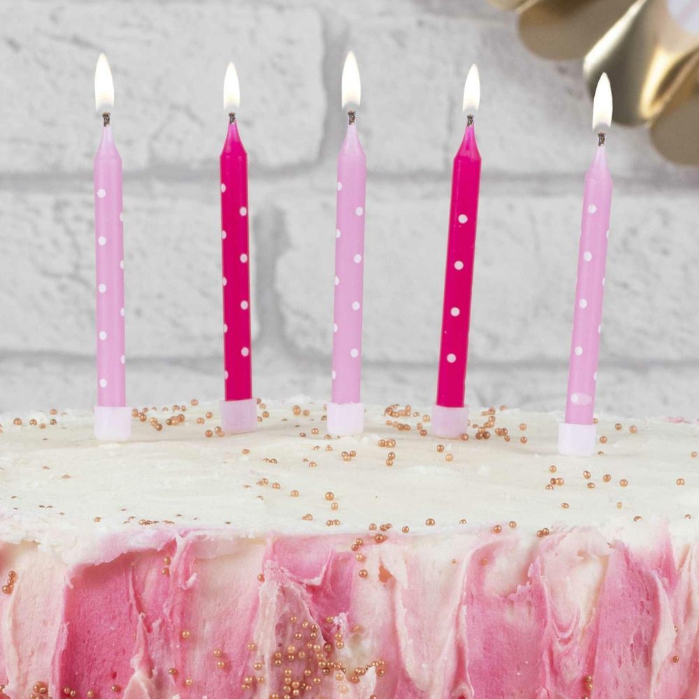 Cake Candles |   Polka Dot Pink Candles Cake Candles Cake Candles