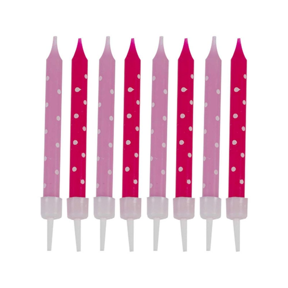 Cake Candles |   Polka Dot Pink Candles Cake Candles Cake Candles