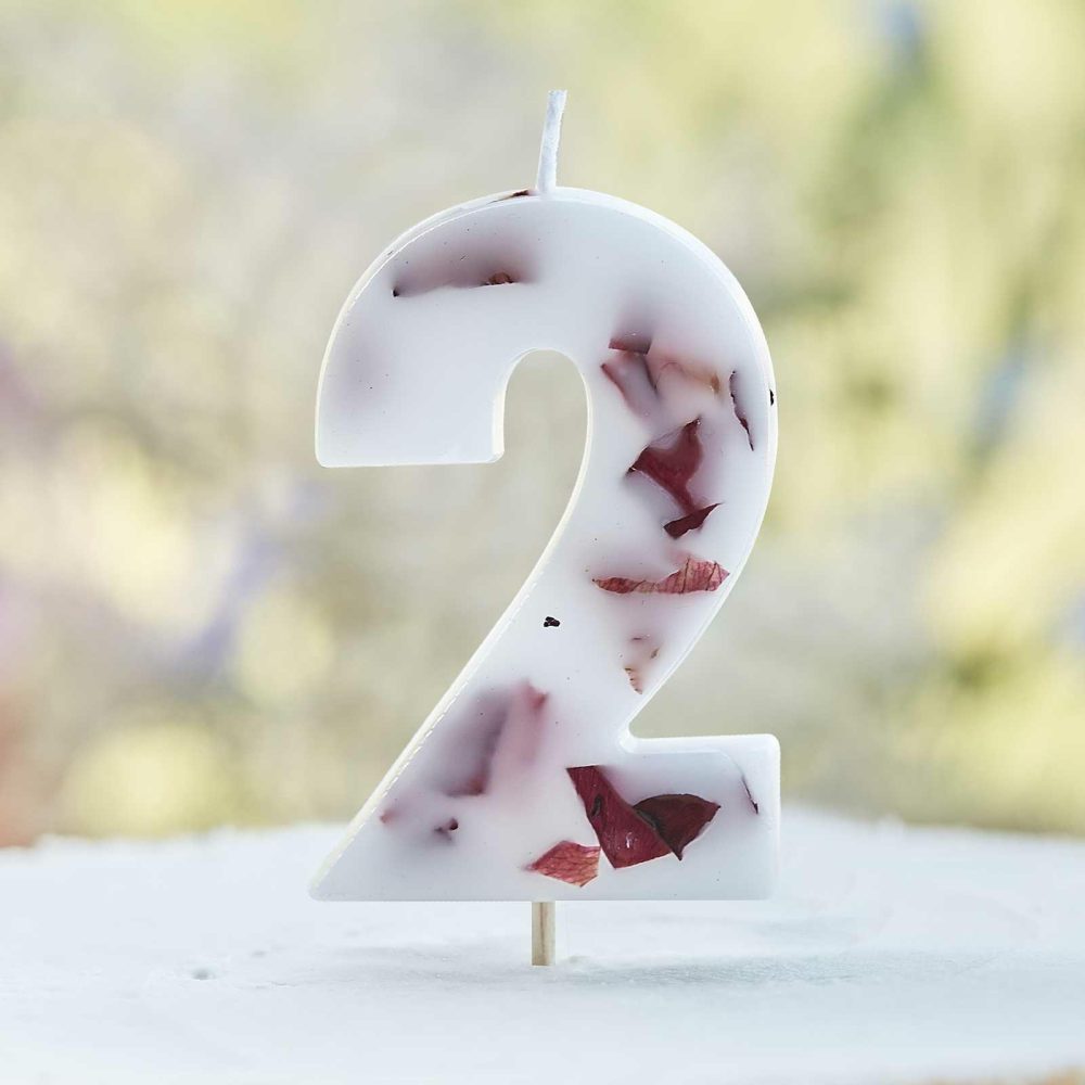 Cake Candles |   Pressed Petal Number 2 Birthday Cake Candle Cake Candles Cake Candles