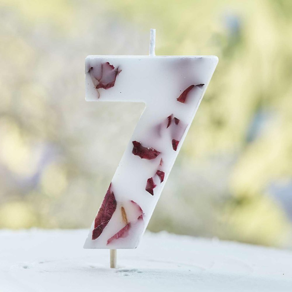 Cake Candles |   Pressed Petal Number 7 Birthday Cake Candle Cake Candles Cake Candles