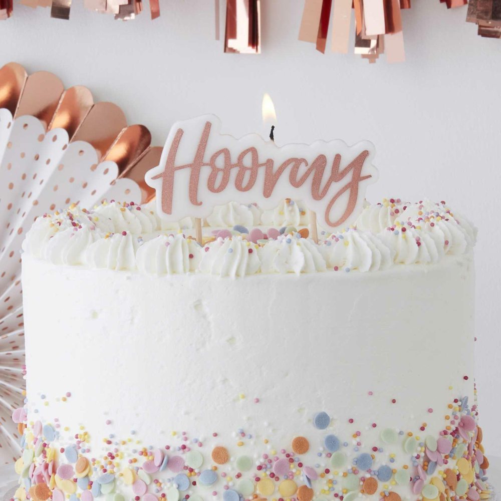 Cake Candles |   Rose Gold Hooray Candle – Pick & Mix Cake Candles Cake Candles