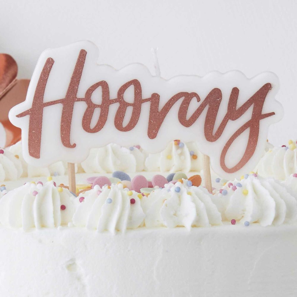 Cake Candles |   Rose Gold Hooray Candle – Pick & Mix Cake Candles Cake Candles