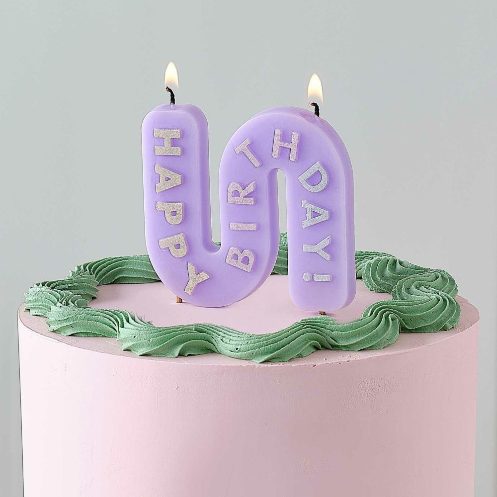 Cake Candles |   Wavy Pastel Happy Birthday Candle Cake Candles Cake Candles