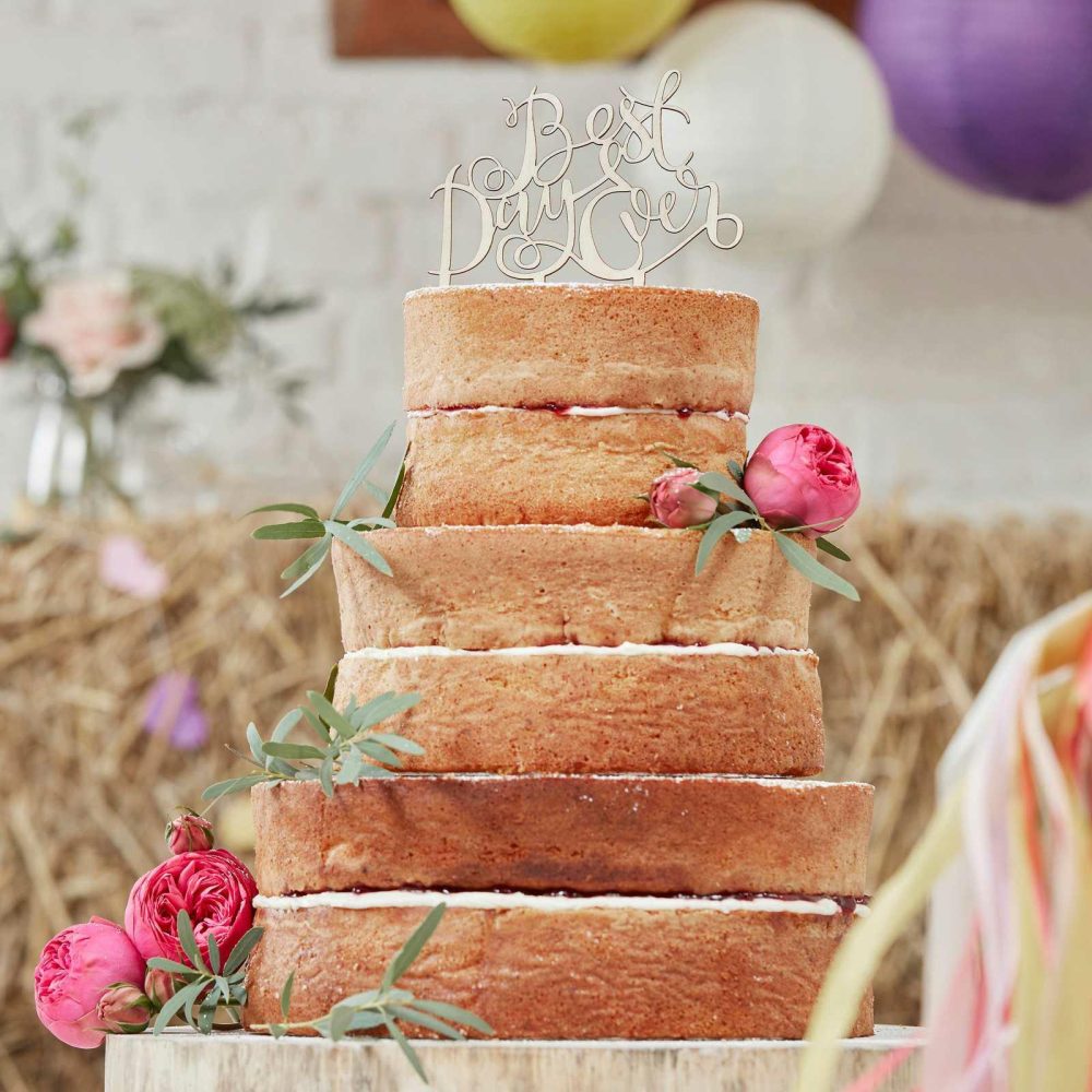 Cake Decorations |   Best Day Ever Wooden Cake Topper – Boho Birthday Decorations Cake Decorations